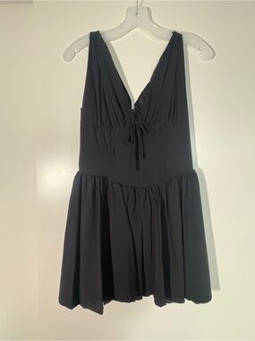 Little Black Mini Corset Party Dress with Flare Skirt